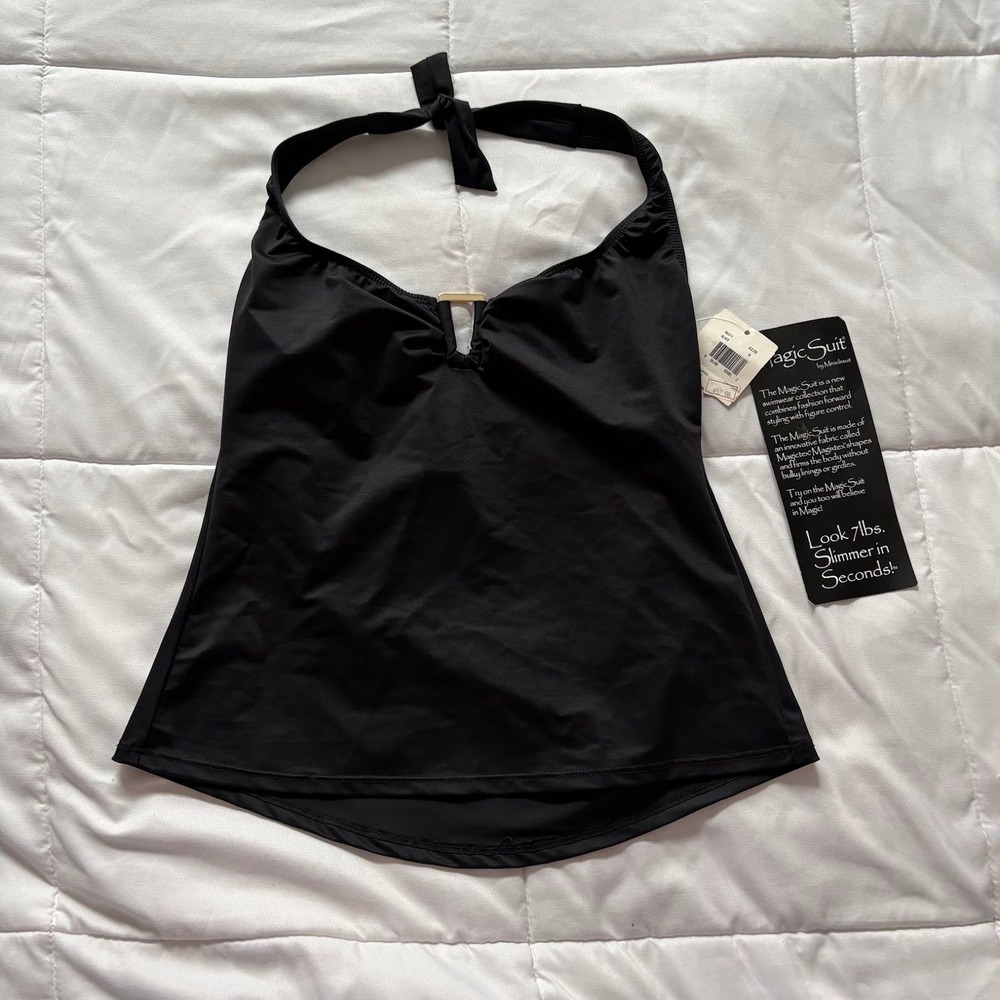 Vintage NWT Tankini Swim Top Magicsuit by Miraclesuit Black Halter Beach Luxury